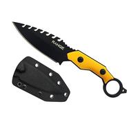 Range HK28 cuchillo de bushcraft de acero inoxidable 4CR13Mov, 21.4cm, 10.1cm hoja, mango antideslizante G10 y funda kydex