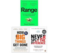 Range, How Big Things Get Done, Never Split the Difference 3 Books Collection Set