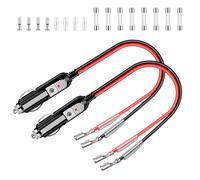 Range Tour Conector para Encendedor de Coche 2 Unidades, 12V/24V Conector Universal con Fusible de 10A/15A, 16 AWG Cable de extensión para Encendedor de Cigarrillos para Nevera de Camiones y