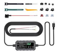 Range Tour Hardwire Kit Mini USB con Pantalla LED, 2-Core 12-32V a 5V/3A 4m Kit de Cable de Cargador Protección Ajustable de Baja Voltaje Monitoreo de Estacionamiento con Fusible, 4 Tipo Adaptadore