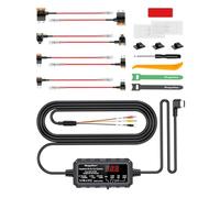 Range Tour Hardwire Kit USB-C con Pantalla LED, 3-Core 12-30V a 5V/3A 4m Kit de Cable de Cargador Protección Ajustable de Baja Voltaje Monitoreo de Estacionamiento con Fusible, 4 Tipo Adaptadore