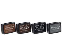 Ranger Distress Archival Ink Kit 3-Hickory Smoke/Vintage Photo/Ground Espresso/Black Soot, Varios, 4 Mini Pads