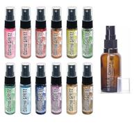Ranger Ink Tim Holtz Distress Spritz Sprays, set #2, versión de octubre de 2024, 12 botellas de 1 onza, colores brillantes, incluyendo foto vintage, pistacho agrietado, ladrillo cocido, césped cortado