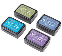 Ranger RGRAITK.64862 Distress Archival Ink Kit 2-Pintura Pelada/Laguna Sirena/Vaqueros Descoloridos/Dusty Concord, Varios, 4 Mini Pads