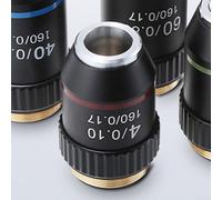 Rango de lente objetivo de 4X a 100X de aumento diseñado para sistemas de microscopio avanzados (4X)