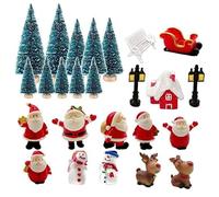 RANJIMA 25 piezas de adornos en miniatura de Navidad, pequeñas figuras navideñas, mini figuras de resina estilo Navidad árbol de Navidad, muñeco de nieve, figura de Papá Noel, para decoración del
