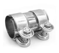 RANJIMA Abrazadera de escape de 50 mm, abrazadera de escape de acero inoxidable, conector de tubo de 50 mm de diámetro x 125 mm, abrazaderas de escape con doble abrazadera para tubo de escape