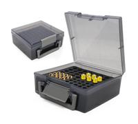 RANJIMA Caja de almacenamiento de batería de 2 unidades, organizador de batería, caja de pilas con capacidad para 24 pilas AA y 30 AAA, almacenamiento de pilas de plástico para viajes/casa/oficina