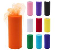 RANJIMA Cinta de tul, 10 rollos de tela de tul, 10 colores, organza, tul, venta por metros, 25 x 30 cm, tela de organza para manualidades, mesa, faldas tutú, costura, envoltorios de regalos