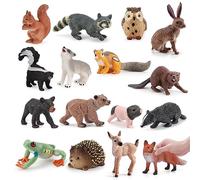 RANJIMA Figuras de Animales del Bosque, 16 Piezas de Animales de Safari Minifiguras de Animales de Bosque Figuras Miniatura Decoración de Safari para Niños Juguetes a Partir de 3, 4, 5, 6, 7, 8