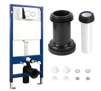 RANJIMA Juego de conexión para inodoro de pared, diámetro de tubo de polietileno 90/110, longitud 180 mm, desagüe con juntas compatibles con Geberit para instalación previa y cisterna, incluye tapas