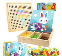 RANJIMA Juego de mosaico para niños, juguetes a partir de 2, 3, 4, 5 años, mosaico de madera, juego de manualidades para niños, tenedores con cuentas de inserción, regalos 3D para niños, niñas