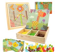 RANJIMA Juego de mosaico para niños, juguetes a partir de 2, 3, 4, 5 años, mosaico de madera, juego de manualidades para niños, tenedores con cuentas, regalos 3D para niños, niñas, Navidad, animales