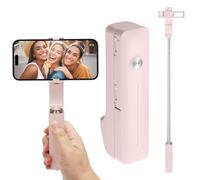RANJIMA Mini palo selfie portátil, Bluetooth con mando a distancia, giratorio 360°, soporte para teléfono móvil, 72 cm, extensible para iPhone, Samsung, Huawei, smartphone (rosa)