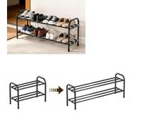 RANJIMA Zapatero expandible, ajustable, 2 niveles, zapatero, estrecho, extensible, ahorra espacio, ajustable, expandible, pequeño, de metal, para pasillo, salón, exterior
