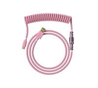 Ranked Cable Coiled | Cable Trenzado con Doble Funda Hecho a Mano | USB Tipo C a A | Conector Aviator de 5 Pines para Teclado Mecánico de Juegos Custom | Soporte de Carga Rápida 20W (Rosa)
