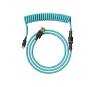 Ranked Cable Coiled | Cable Trenzado con Doble Funda Hecho a Mano | USB Tipo C a A | Conector Aviator de 5 Pines para Teclado Mecánico de Juegos Custom | Soporte de Carga Rápida 20W (Ranked Azul)