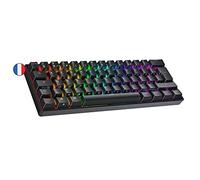Ranked N60 Nova 60% | Teclado Mecánico Hotswap | 62 Teclas LED RGB Multicolor Retroiluminadas para PC/Mac Gamer | Diseño francés AZERTY ISO FR (Negro, Gateron Blue)