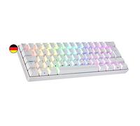 Ranked N60 Nova 60% | Teclado Mecánico Hotswap | 62 Teclas LED RGB Multicolor Retroiluminadas para PC/Mac Gamer | Diseño alemán QWERTZ ISO DE (Blanco, Gateron Blue)
