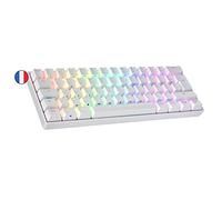 Ranked N60 Nova 60% | Teclado Mecánico Hotswap | 62 Teclas LED RGB Multicolor Retroiluminadas para PC/Mac Gamer | Diseño francés AZERTY ISO FR (Blanco, Gateron Blue)
