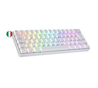 Ranked N60 Nova 60% | Teclado Mecánico Hotswap | 62 Teclas LED RGB Multicolor Retroiluminadas para PC/Mac Gamer | Diseño Italiano QWERTY ISO IT (Blanco, Gateron Blue)