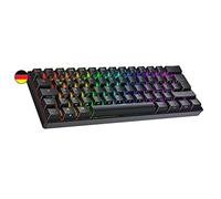 Ranked N60 Nova 60% | Teclado Mecánico Hotswap | 62 Teclas LED RGB Multicolor Retroiluminadas para PC/Mac Gamer | Diseño alemán QWERTZ ISO DE (Negro, Gateron Pro Red)
