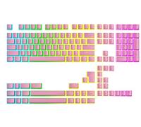 Ranked Pudding v2 PBT Teclas | 145 Double Shot Diseño Translúcido ANSI EE. UU. e ISO | Perfil OEM para Teclado Mecánico para Juegos RGB (Rosa)