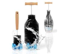 Rankomu 2 Pcs Cepillo para Botellas Compatible con Sodastream, 33cm+28cm Cepillo Limpiador con Mango de Acero Inoxidable, Cerdas de Nylon Duras y Esponja, Sin Rasguños para Botellas de Agua, Biberones