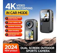 Rankomu Cámara deportiva 4K/30FPS, pantalla dual WiFi, antivibración de 6 ejes, control táctil, control remoto por aplicación, carcasa impermeable de 30 m, batería integrada, para surf y buceo