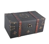 Rankomu Cofre del tesoro caja de almacenamiento retro de madera caja de almacenamiento vintage caja de tesoro caja decorativa multifuncional para joyas y certificados, 30 x 20 x 15 cm, marrón