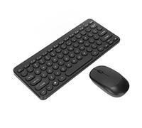 Rankomu Combo de teclado y mouse, juego de teclado inalámbrico de 2.4 G con teclas redondas, diseño ergonómico, mouse silencioso, receptor USB, color negro