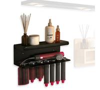 Rankomu Dyson Soporte Secador de Pelo Pared - Soporte para Dyson Airwrap, Plancha, Rizador, Secador & Accesorios, Instalación sin Taladros, Fijación Adhesiva Fuerte - Organizador de Baño (Negro)