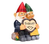 Rankomu Estatuas de gnomo de jardín, estatua de pareja de gnomos de jardín, estatuas de pareja de gnomos de resina para decoración del hogar, escultura decorativa de enano, 12 pulgadas de alto, adorno