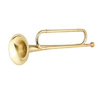 Rankomu Trompeta de latón C Bugle Call, bocina de caballería chapada en oro con boca, instrumento musical para principiantes, banda escolar, orquesta militar, 18.7 pulgadas