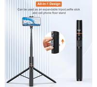 Rankomu VRIG TP-19 - Trípode extensible para selfie, longitud máxima de 160 cm, obturador remoto para teléfono, ideal para vlog, selfie, transmisión en vivo, video fotográfico de grupo
