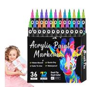 Ranley Bolígrafos de pintura acrílica, juego de bolígrafos de pintura de roca de doble punta, marcadores permanentes resistentes a la decoloración, herramientas de dibujo, suministros de manualidades