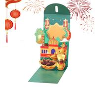 Ranley Bolsa roja para dinero en efectivo - Bolsillo largo para efectivo 3D Pop-Up Largo,Sobres rojos para la celebración del Año Nuevo Lunar | Para Fiesta de Primavera Navidad Cumpleaños Boda Hombres