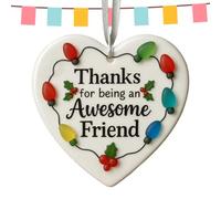 Ranley de Recuerdo de corazón de Amistad | navideño de cerámica 3D con Forma de corazón para Amigos | Colgante para casa, Oficina, Viajes, cumpleaños, Fiesta, para Fiesta, Mochila