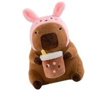Ranley Peluche Capibara,Peluche Capibara,Linda muñeca de peluche animal capibara | Capibara dibujos animados con muñeca suave de flores/té de leche, divertido animal de para mesita de noche, sofá,