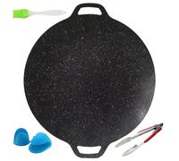 Ranley Sartén de barbacoa coreana | Hierro fundido parrilla parrilla parrilla Sartén | Accesorios de cocina portátil, incluye cepillo, guantes, pinzas, para inducción, tapa de cocina