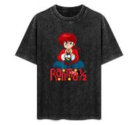 Ranma 1/2 There are Two Sides of A Life Anime Summer Casual Tee Manga Corta Cuello Redondo Algodón Tops Unisex Lavado Vintage Camiseta Negro, Negro, M