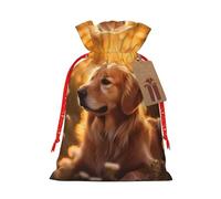rannsut Bolsas de regalo con cordón de Navidad con estampado de perro y flores para almacenamiento de paquetes de Navidad, suministros de fiesta de Navidad