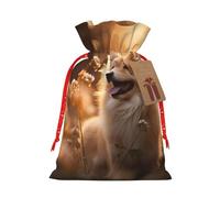 rannsut Bolsas de regalo de Navidad con estampado floral de perro para almacenamiento de paquetes de Navidad, suministros de fiesta de Navidad
