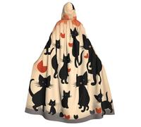 rannsut Capa unisex con estampado de gatito feliz caminando, capa gótica de carnaval, capa mística para bailes de máscaras y eventos temáticos