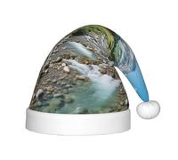 rannsut Sombrero de Navidad con estampado de cielo vivo y paisaje alpino, cómodo sombrero de Papá Noel para fiestas de disfraces de Navidad y eventos de vacaciones