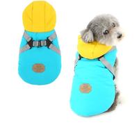 Ranphy Abrigo con capucha para perros pequeños con forro polar resistente al viento, chaqueta de invierno para cachorros con anillo en D Harnes integrado y bolsillo grande, chaleco acolchado suave y