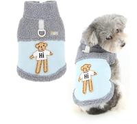 Ranphy Abrigo de forro polar de gamuza sintética para perros pequeños, chaqueta de arnés para mascotas con patrón de oso y anillo en D, chaleco suave y cálido para cachorros, ropa de invierno y otoño