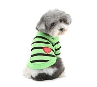 Ranphy Camiseta a rayas para perros pequeños y gatos, camiseta para mascotas con lentejuelas y corazón, camiseta suave y transpirable para cachorro, yorkie, chihuahua, bulldog francés, linda ropa para