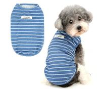 Ranphy Camiseta básica a rayas para mascotas para perros pequeños y pequeños, camiseta sin mangas, chaleco suave, yorkie, chihuahua, primavera, verano, ropa de gato, azul, XS
