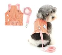 Ranphy Chaleco de mezclilla suave sin tirones para perros pequeños y pequeños, a rayas, cachorro, gatito, gato, arnés y correa para entrenamiento, caminar, a prueba de escapes, naranja, XXL